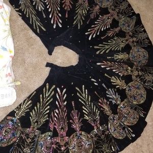 Vintage 1950s Mexican Handmade Velvet Sequin skirt